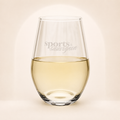 Sports & Sauvignon engraved 11.5 oz stemless wine glass with white wine