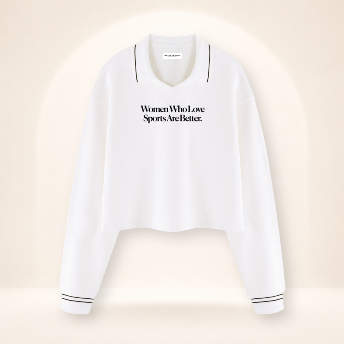 Women Who Love Sports Are Better Cropped Collared Sweatshirt – product view 1
