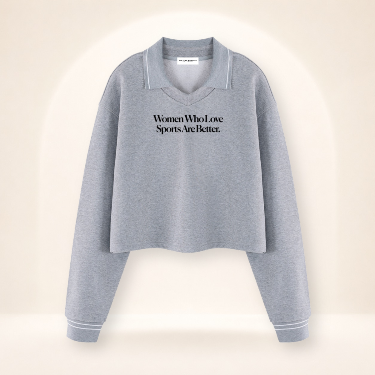 Women Who Love Sports Are Better Cropped Collared Sweatshirt – product view 2