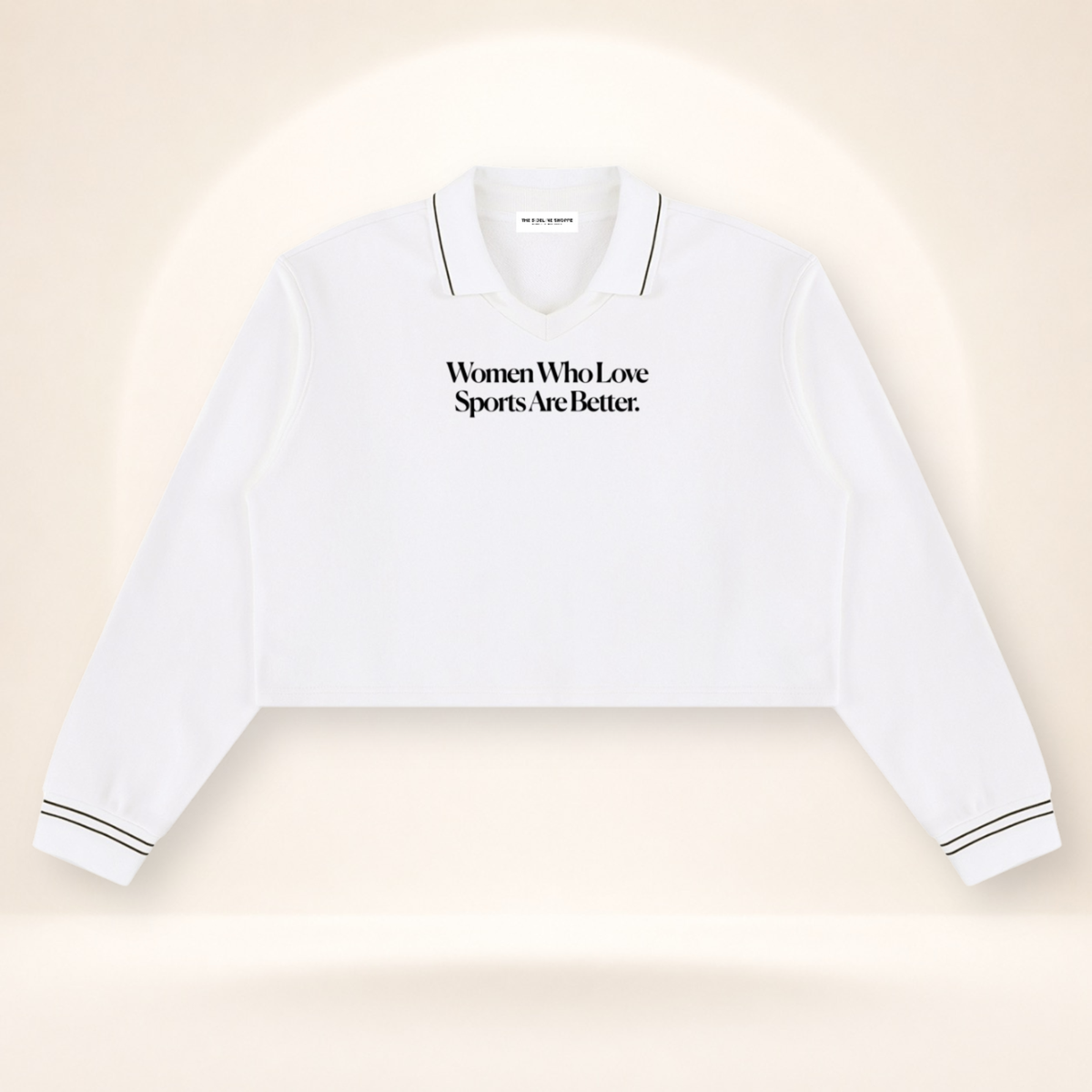 Women Who Love Sports Are Better Cropped Collared Sweatshirt – product view 6