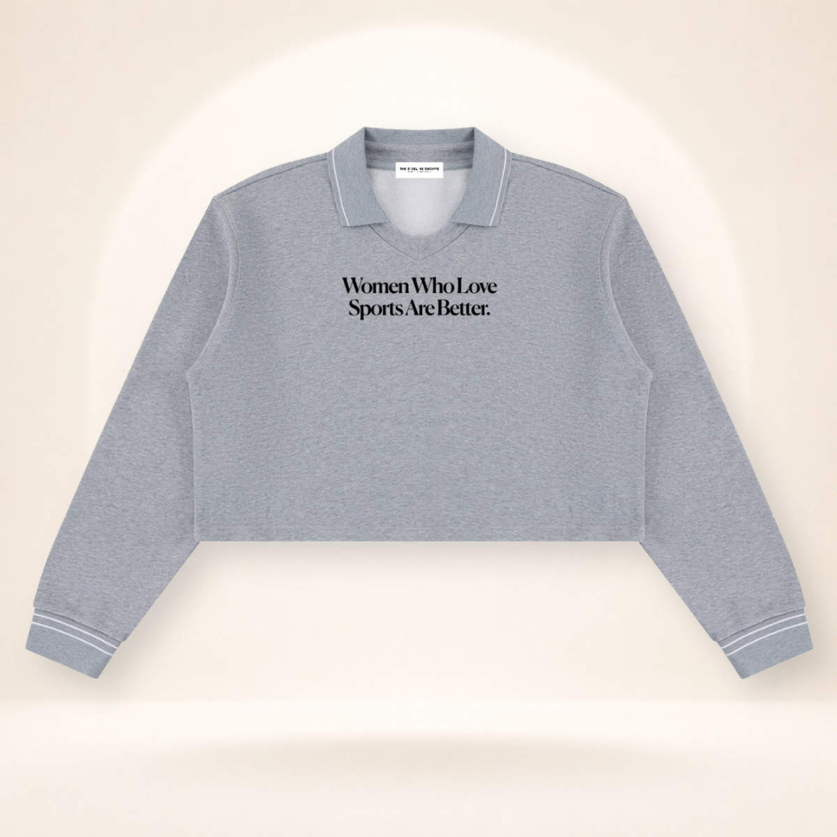 Women Who Love Sports Are Better Cropped Collared Sweatshirt – product view 7