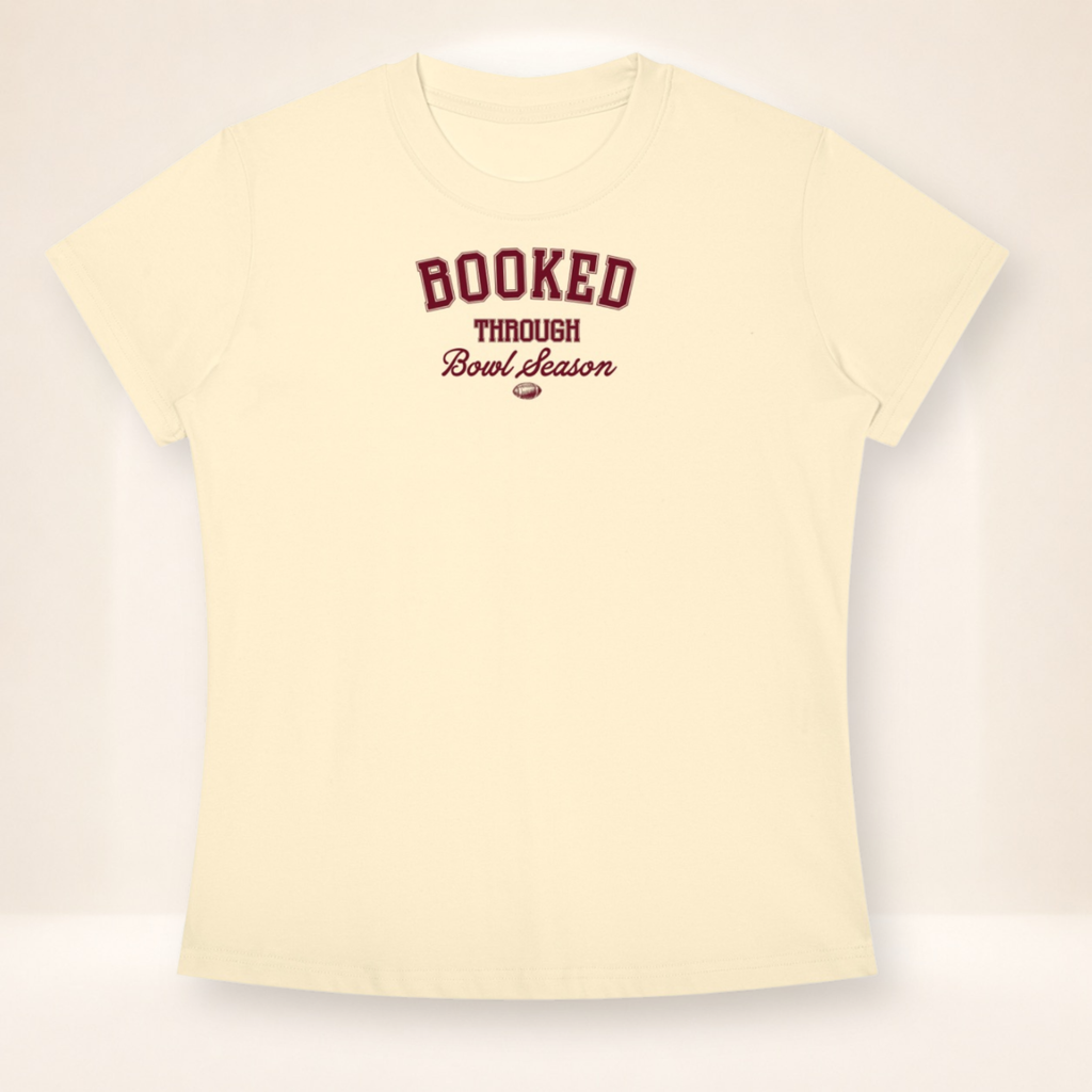Booked Through Bowl Season Slim Fit Tee – flat front view