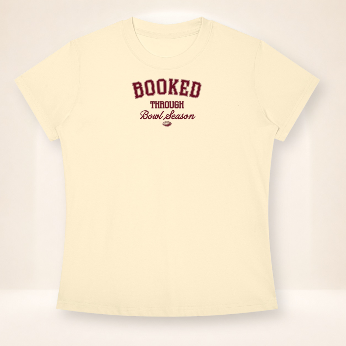 Booked Through Bowl Season Slim Fit Tee – flat front view
