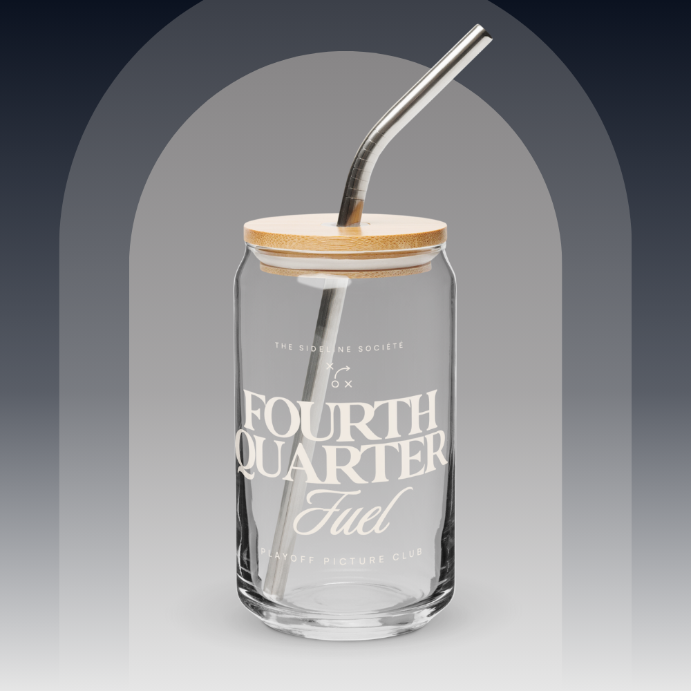 Fourth Quarter Fuel Iced Coffee Glass With Lid (16 oz), drinkware from Sideline Société