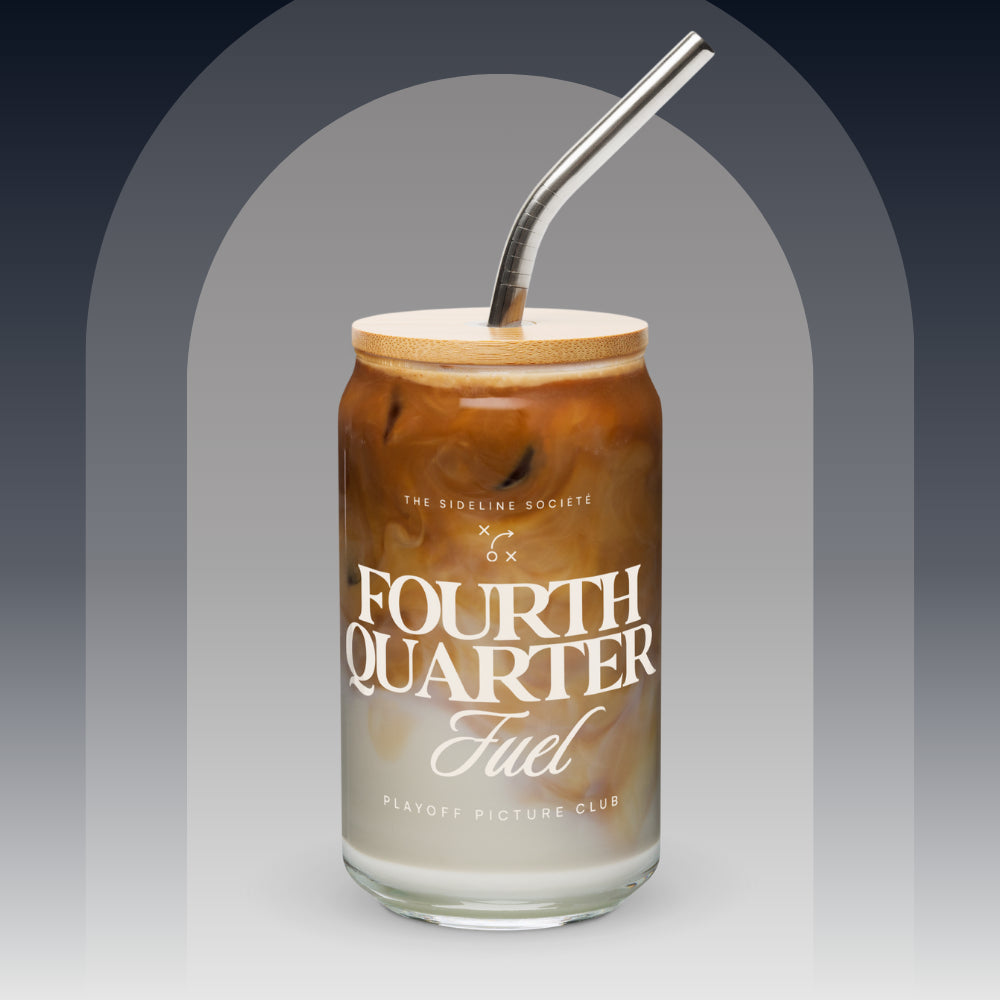 Fourth Quarter Fuel Iced Coffee Glass With Lid (16 oz), drinkware from Sideline Société