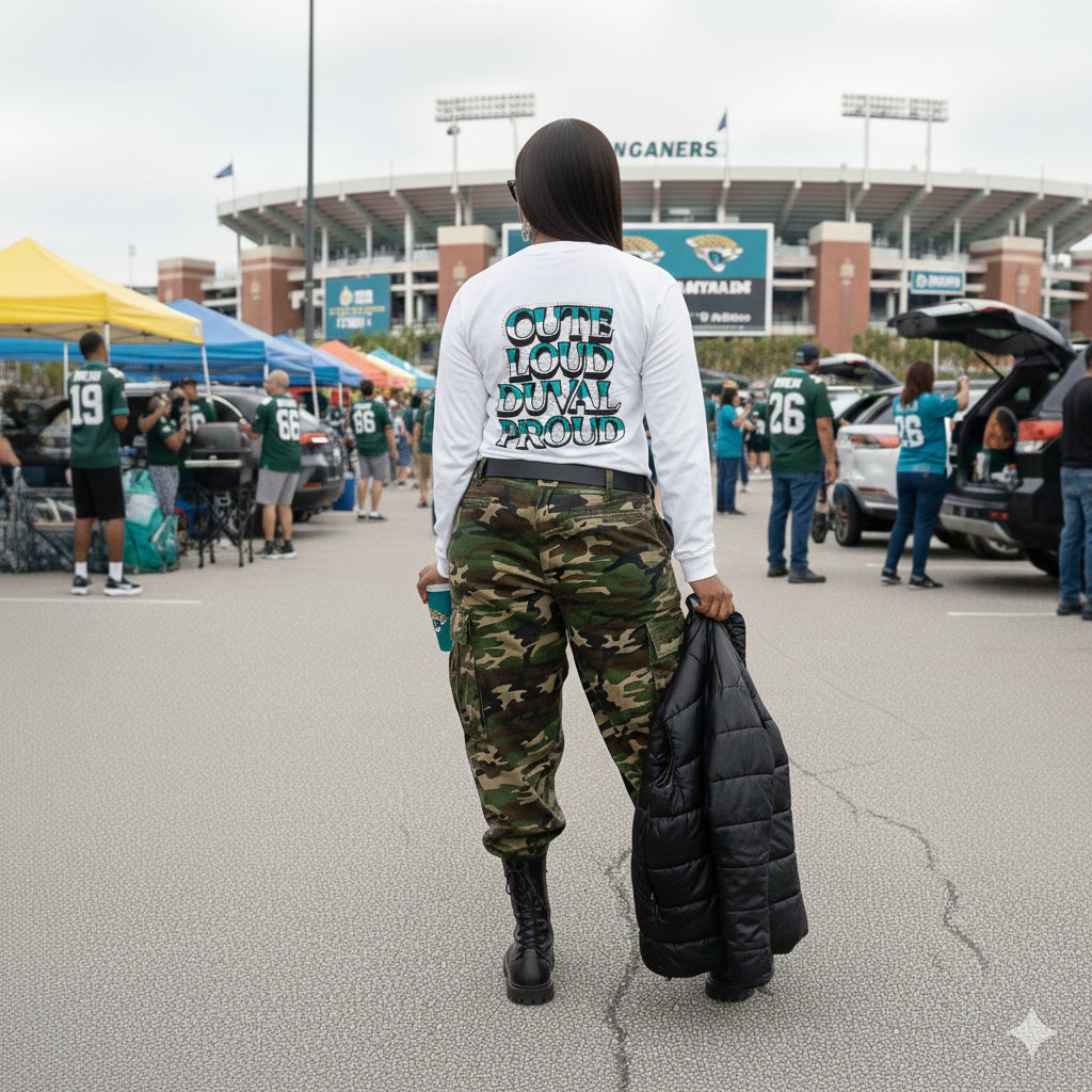 Cute. Loud. Duval Proud." Long Sleeve Tee, long sleeve tee from Sideline Société