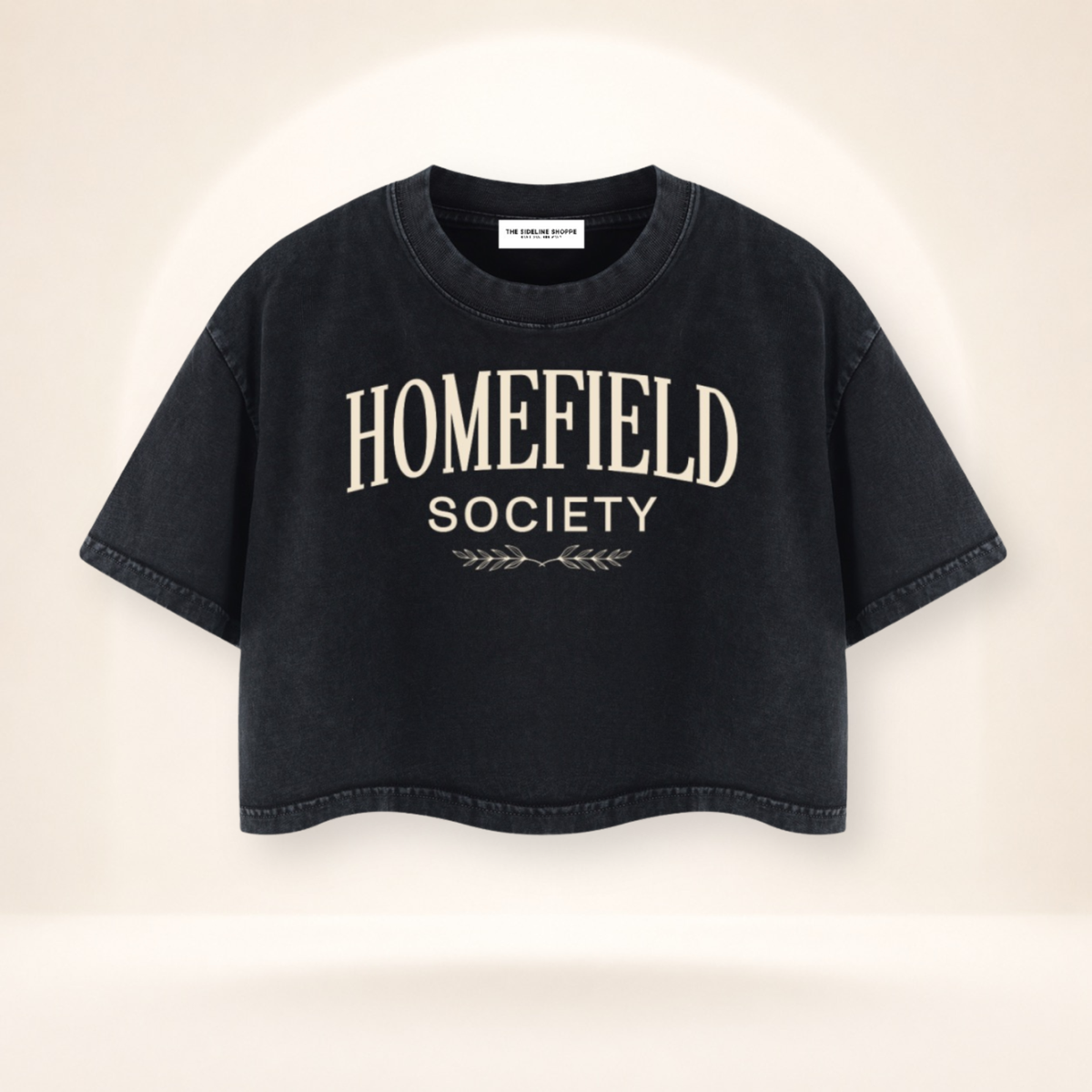 Homefield Society Mineral Wash Crop Tee – front view