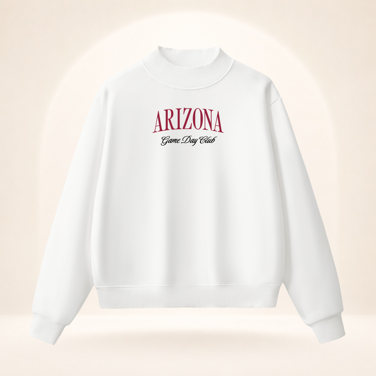 Arizona Game Day Club Mock-Neck Sweatshirt white ghost mannequin front view