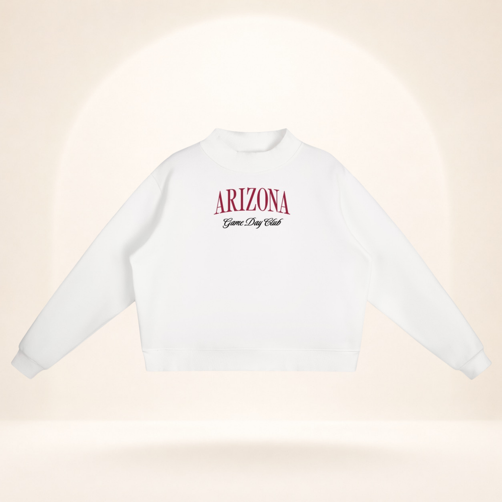 Arizona Game Day Club Mock-Neck Sweatshirt white flat lay front view