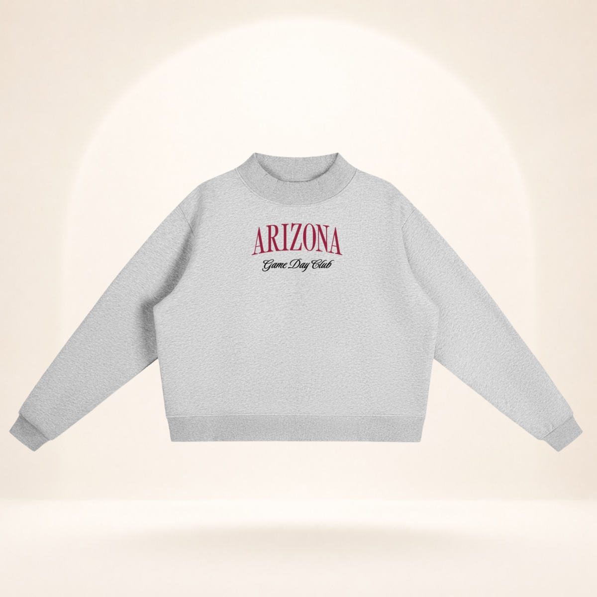 Arizona Game Day Club Mock-Neck Sweatshirt flower gray flat lay front view