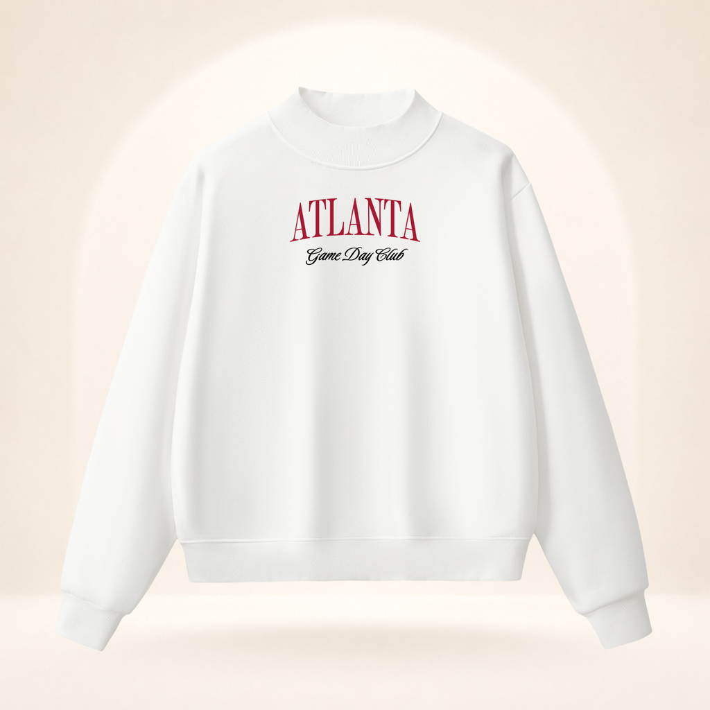 Atlanta Game Day Club Mock-Neck Sweatshirt white ghost mannequin front view