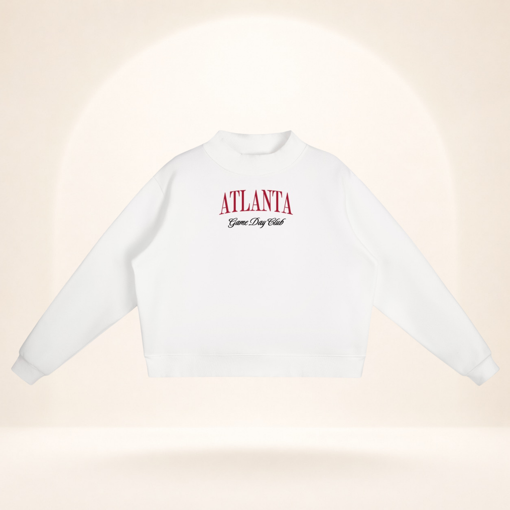 Atlanta Game Day Club Mock-Neck Sweatshirt white flat lay front view