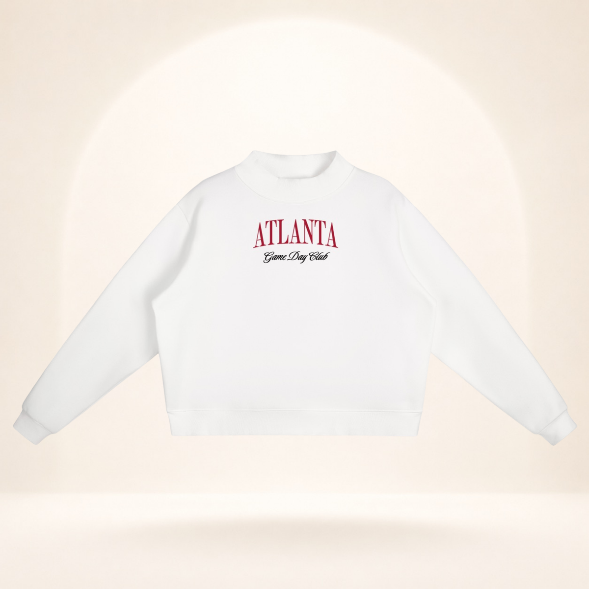 Atlanta Game Day Club Mock-Neck Sweatshirt white flat lay front view