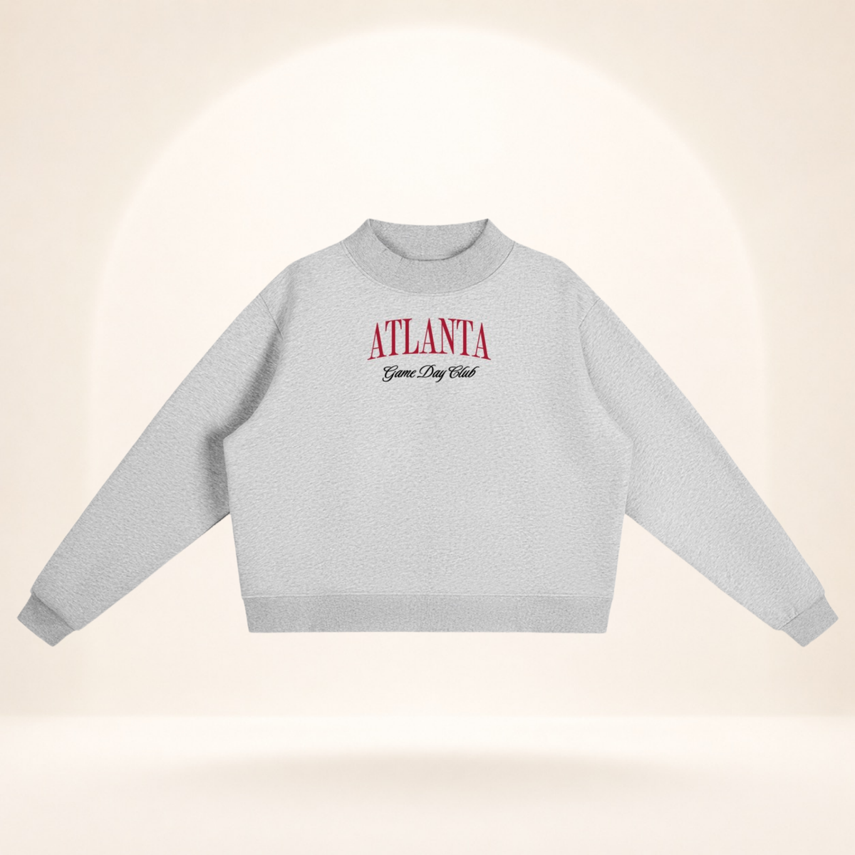 Atlanta Game Day Club Mock-Neck Sweatshirt flower gray flat lay front view