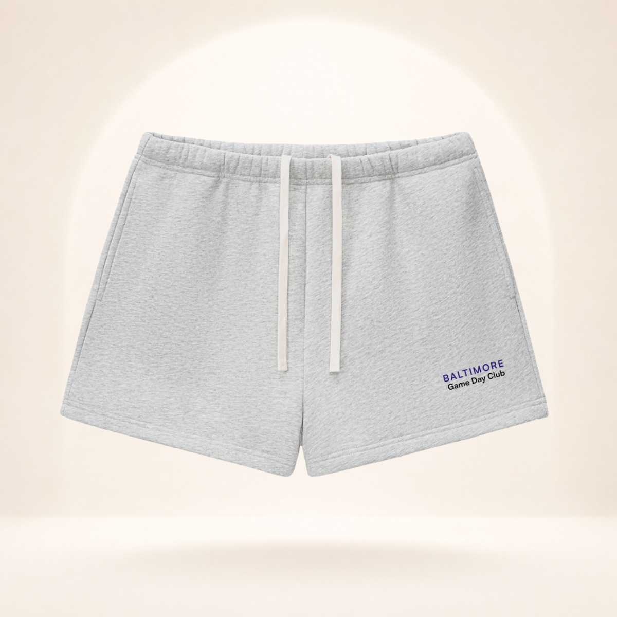 Baltimore Game Day Club Fleece Shorts flower gray front mockup