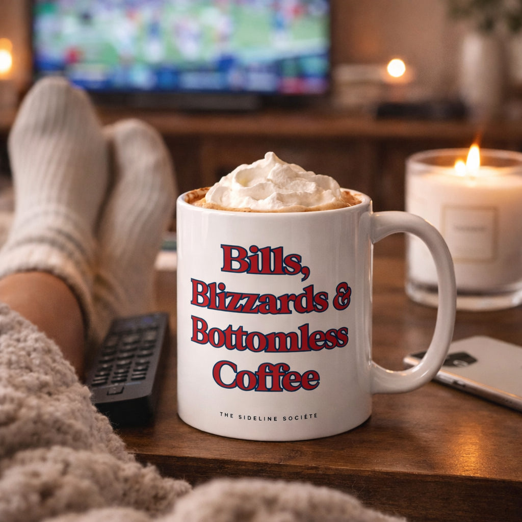 Bills, Blizzards & Bottomless Coffee" Coffee Mug, mug from Sideline Société