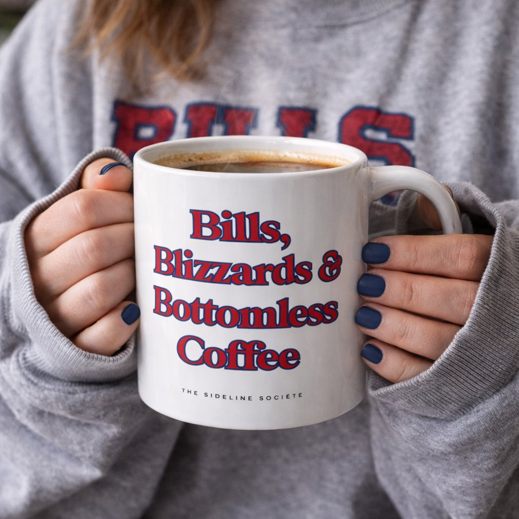 Bills, Blizzards & Bottomless Coffee" Coffee Mug, mug from Sideline Société