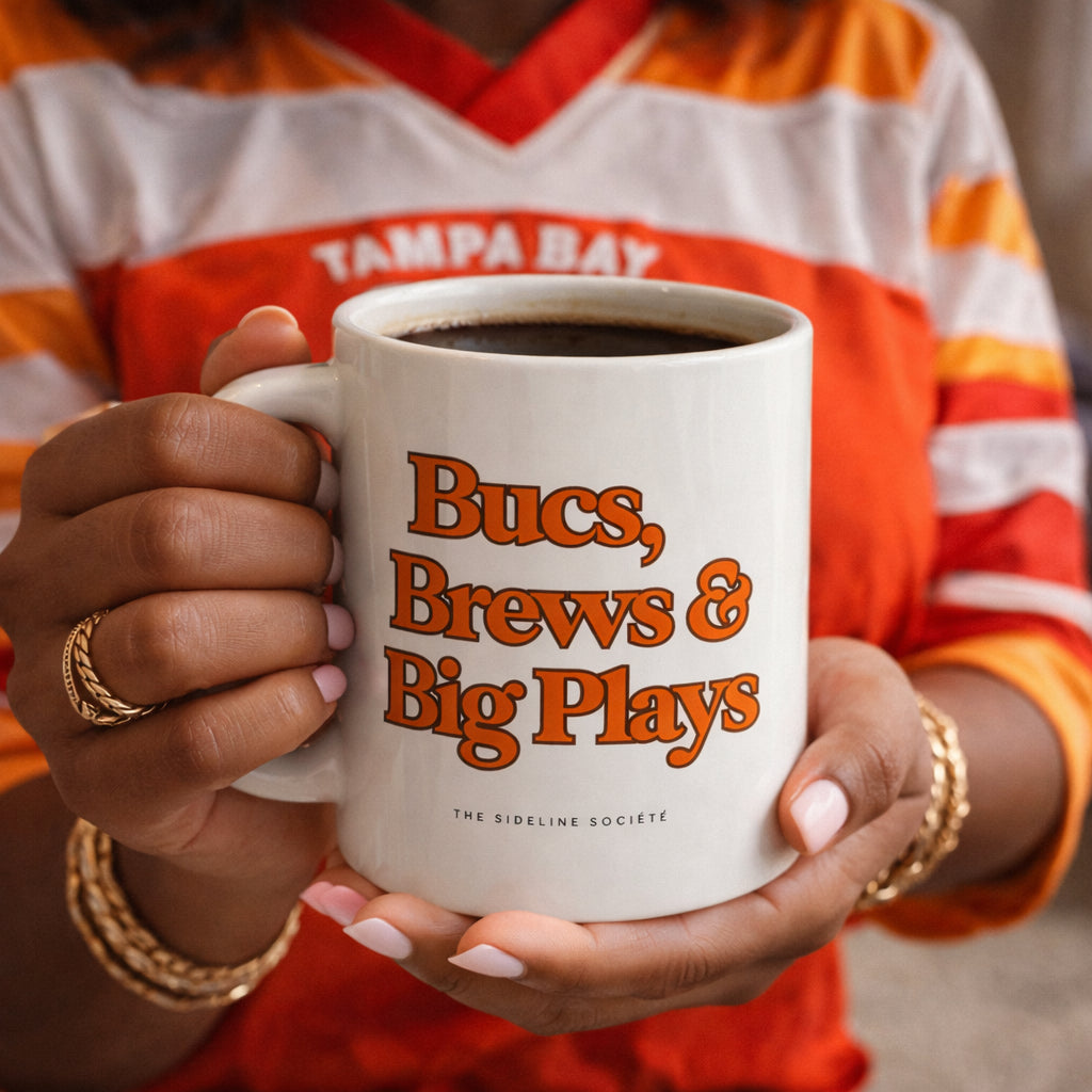 Bucs, Brews & Big Plays" Coffee Mug, mug from Sideline Société
