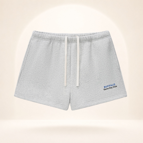 Buffalo Game Day Club Fleece Shorts flower gray front mockup