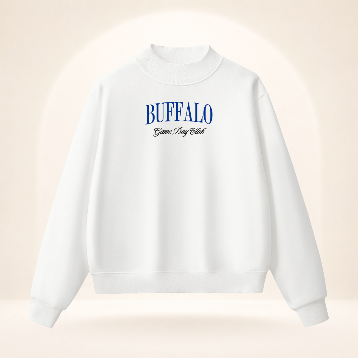 Buffalo Game Day Club Mock-Neck Sweatshirt white ghost mannequin front view