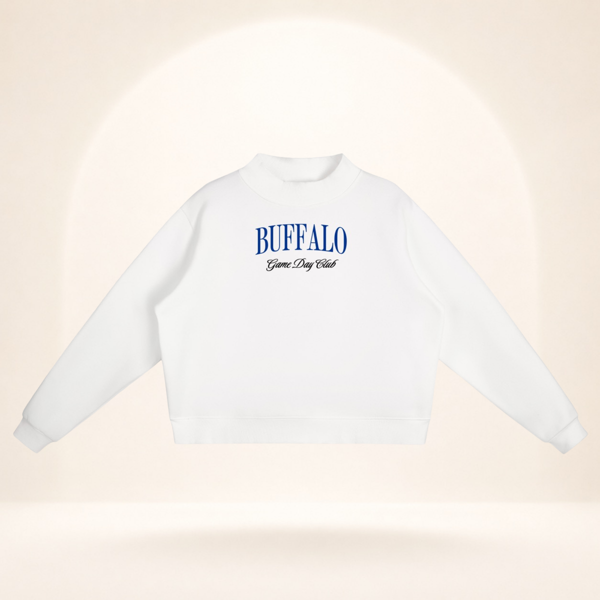 Buffalo Game Day Club Mock-Neck Sweatshirt white flat lay front view