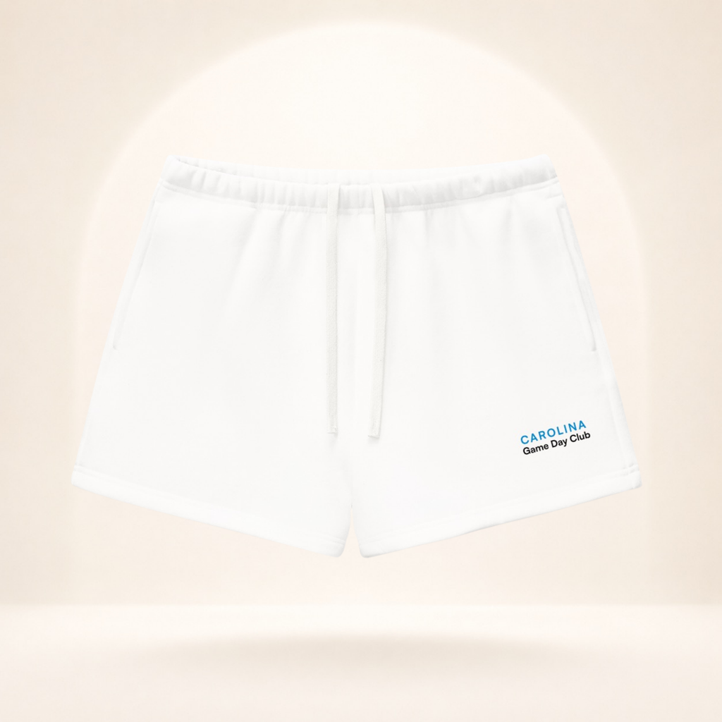 Carolina Game Day Club Fleece Shorts white front mockup