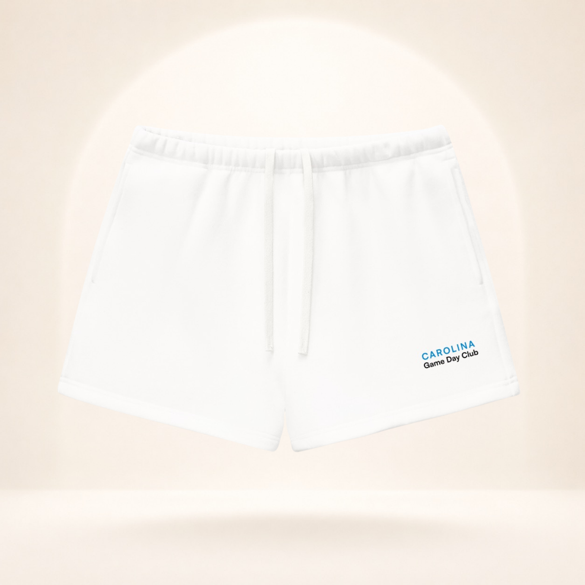 Carolina Game Day Club Fleece Shorts white front mockup