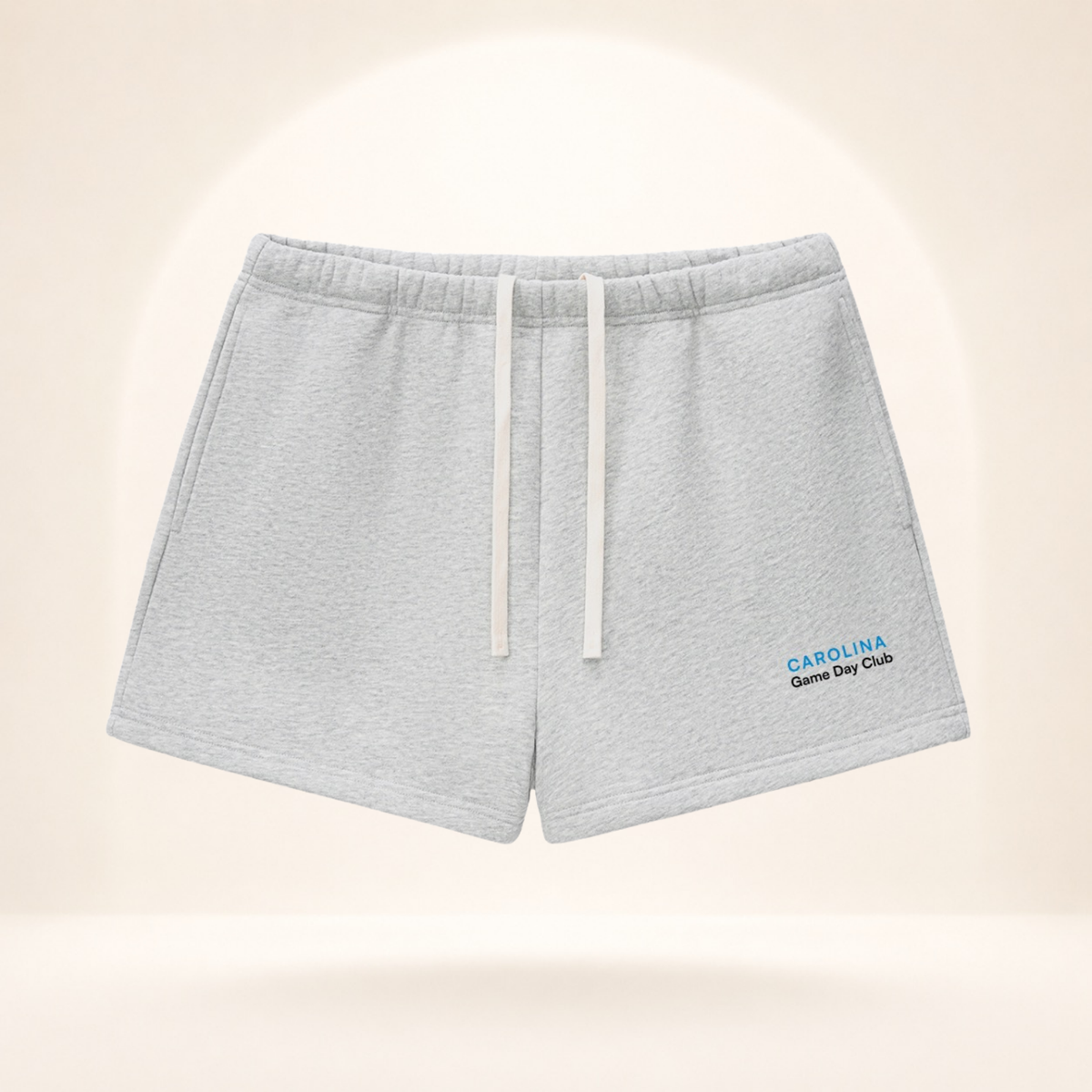 Carolina Game Day Club Fleece Shorts flower gray front mockup