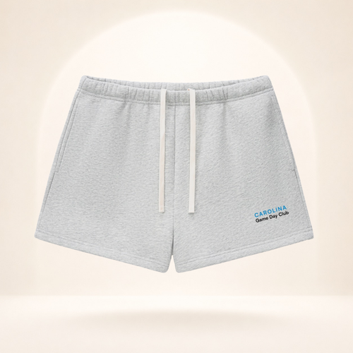 Carolina Game Day Club Fleece Shorts flower gray front mockup