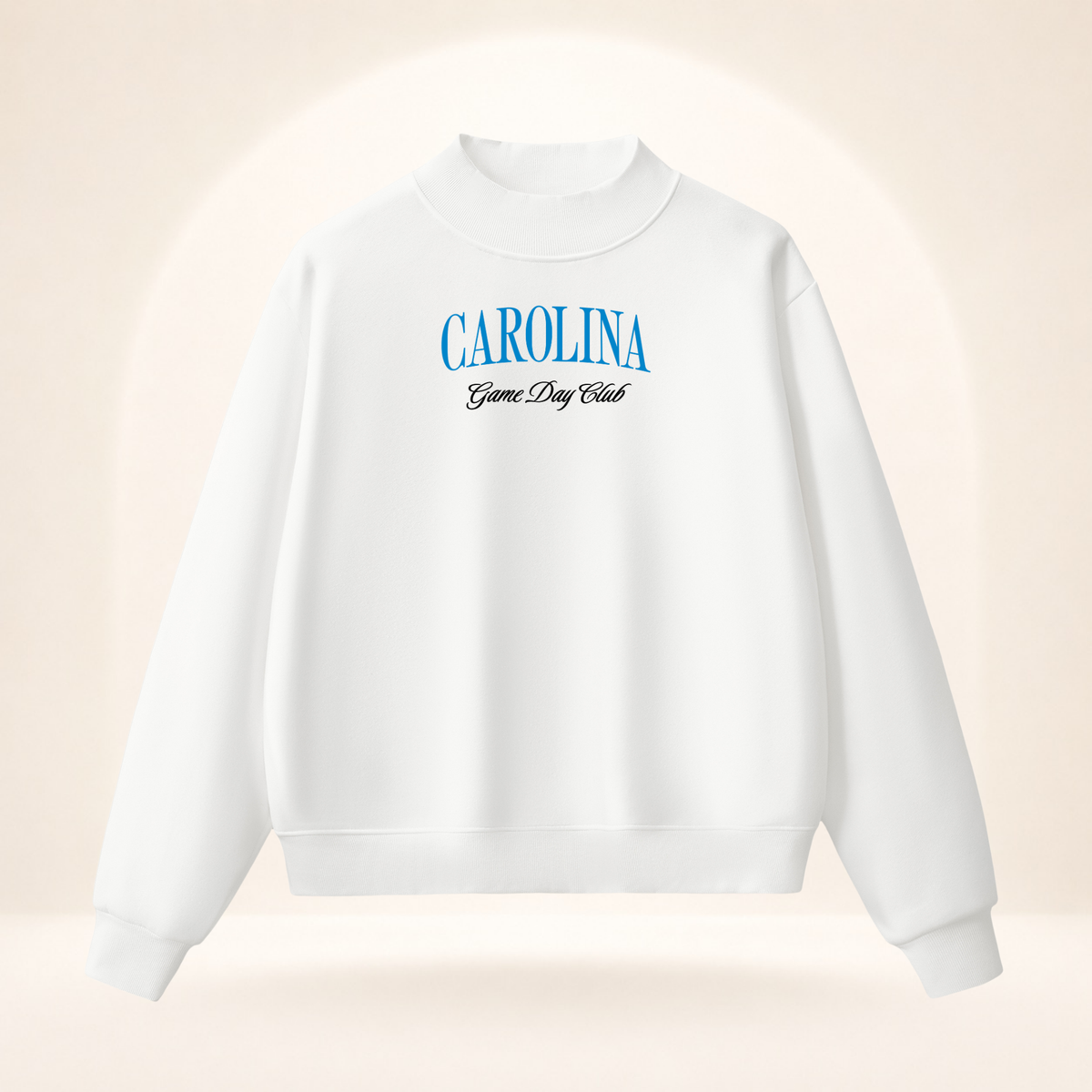 Carolina Game Day Club Mock-Neck Sweatshirt white ghost mannequin front view