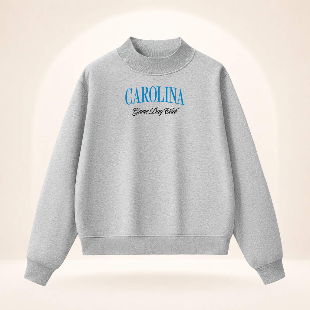 Carolina Game Day Club Mock-Neck Sweatshirt flower gray ghost mannequin front view