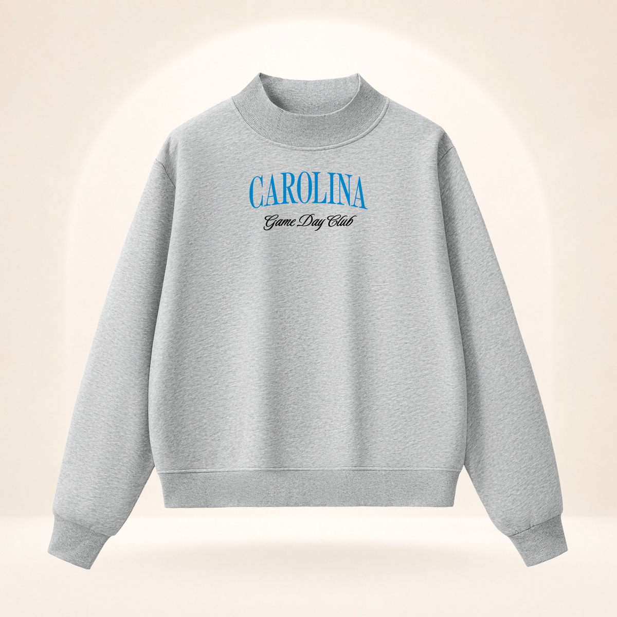 Carolina Game Day Club Mock-Neck Sweatshirt flower gray ghost mannequin front view