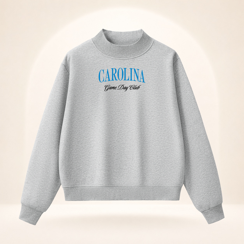 Carolina Game Day Club Mock-Neck Sweatshirt flower gray ghost mannequin front view