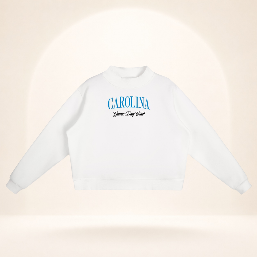 Carolina Game Day Club Mock-Neck Sweatshirt white flat lay front view