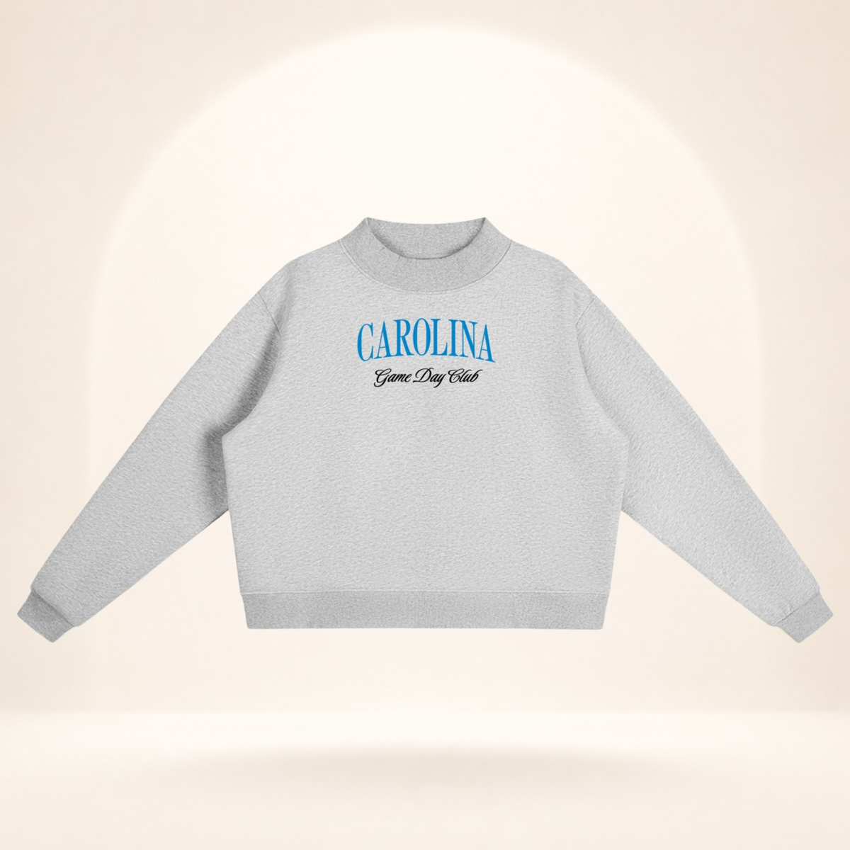 Carolina Game Day Club Mock-Neck Sweatshirt flower gray flat lay front view