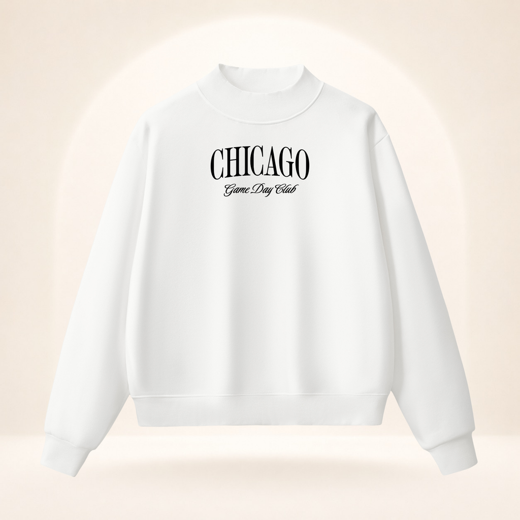 Chicago Game Day Club Mock-Neck Sweatshirt white ghost mannequin front view