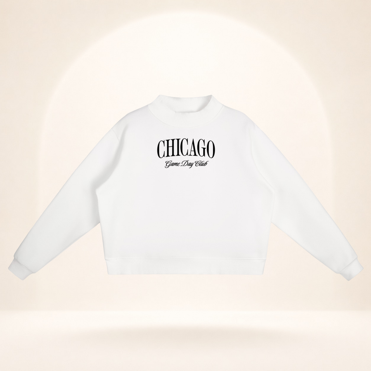 Chicago Game Day Club Mock-Neck Sweatshirt white flat lay front view