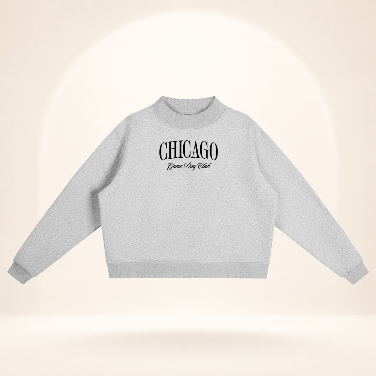 Chicago Game Day Club Mock-Neck Sweatshirt flower gray flat lay front view