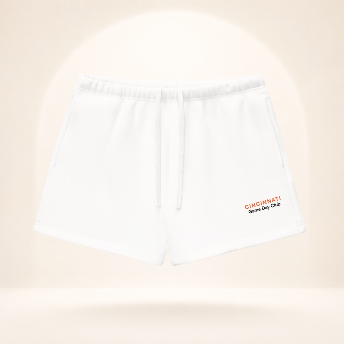 Cincinnati Game Day Club Fleece Shorts white front mockup