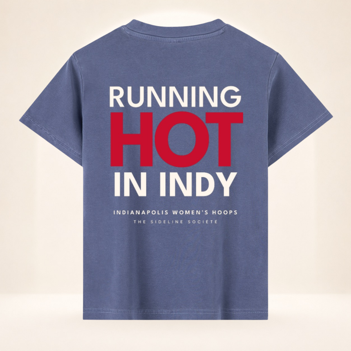 Back view of Circle City Tipoff Club vintage wash women's basketball tee with Running Hot in Indy graphic.