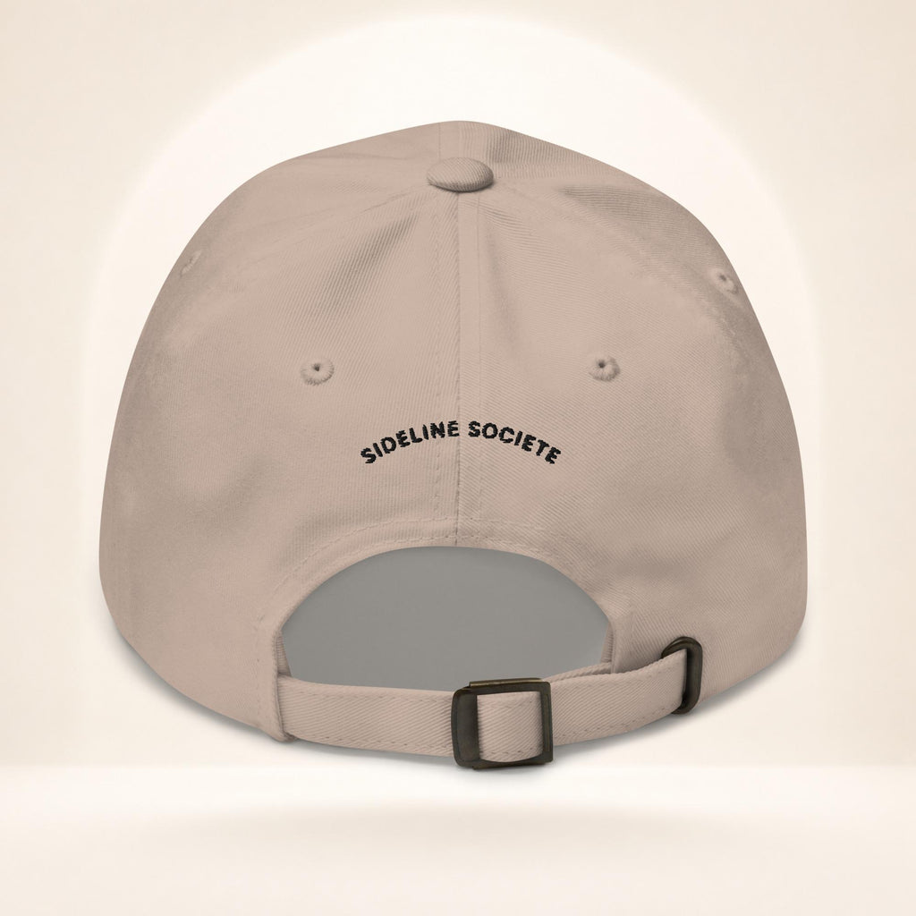 Back view of the stone We Know Ball dad hat with adjustable strap