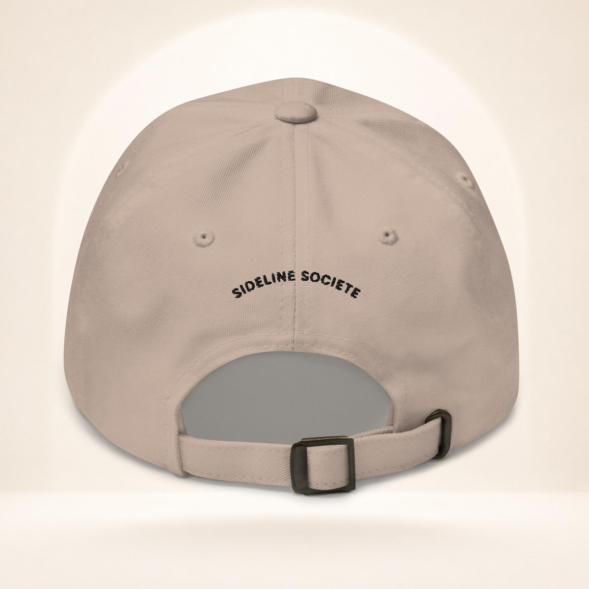 Back view of the stone We Know Ball dad hat with adjustable strap