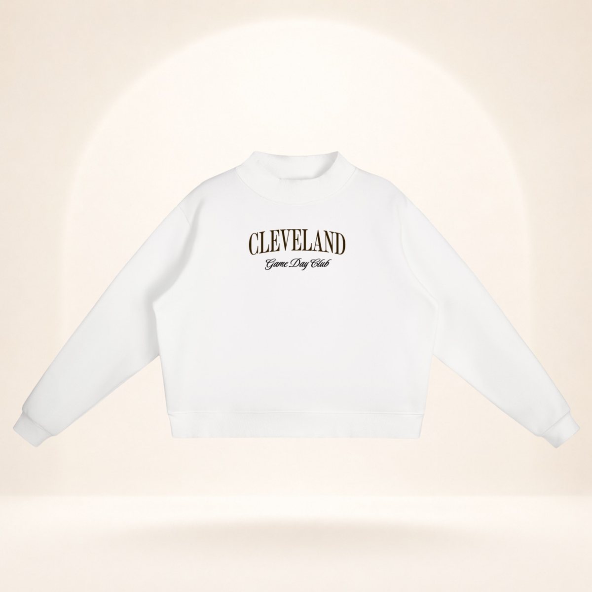 Cleveland Game Day Club Mock-Neck Sweatshirt white flat lay front view