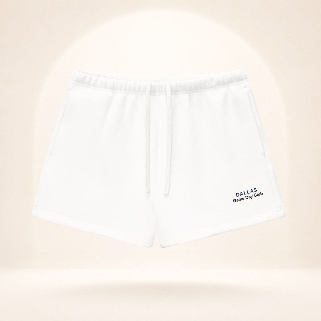 Dallas Game Day Club Fleece Shorts white front mockup