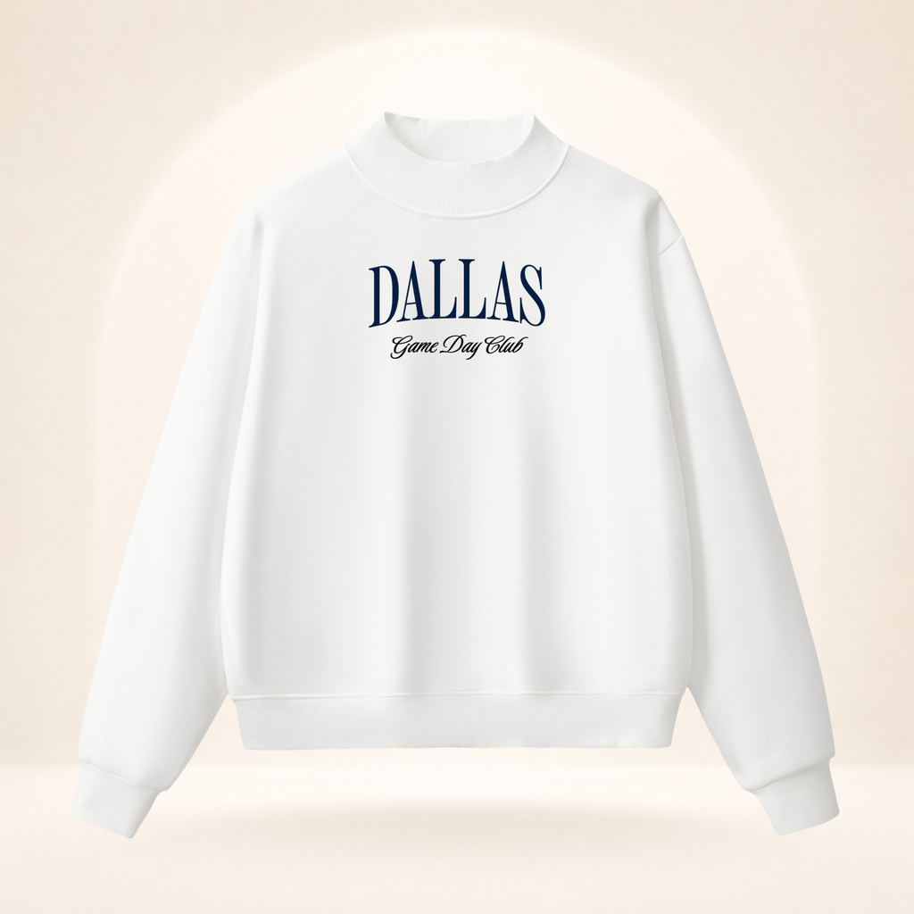 Dallas Game Day Club Mock-Neck Sweatshirt white ghost mannequin front view