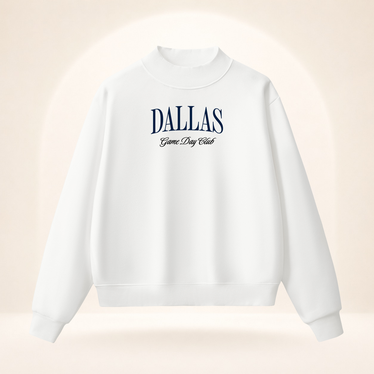 Dallas Game Day Club Mock-Neck Sweatshirt white ghost mannequin front view
