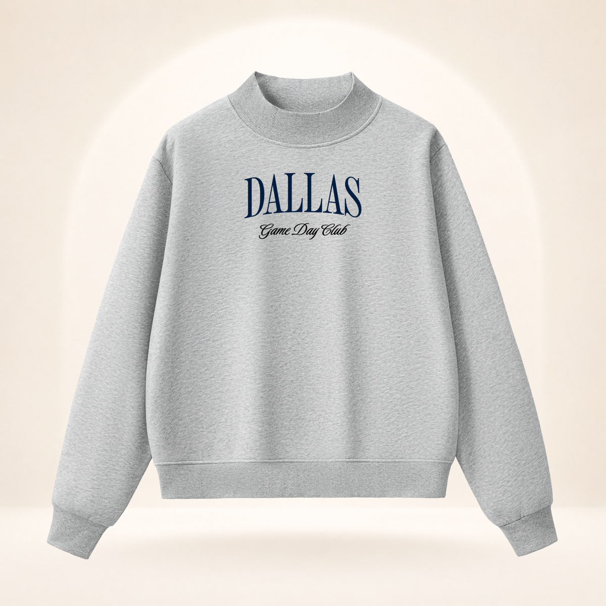 Dallas Game Day Club Mock-Neck Sweatshirt flower gray ghost mannequin front view