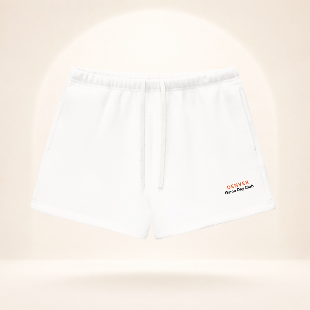 Denver Game Day Club Fleece Shorts white front mockup