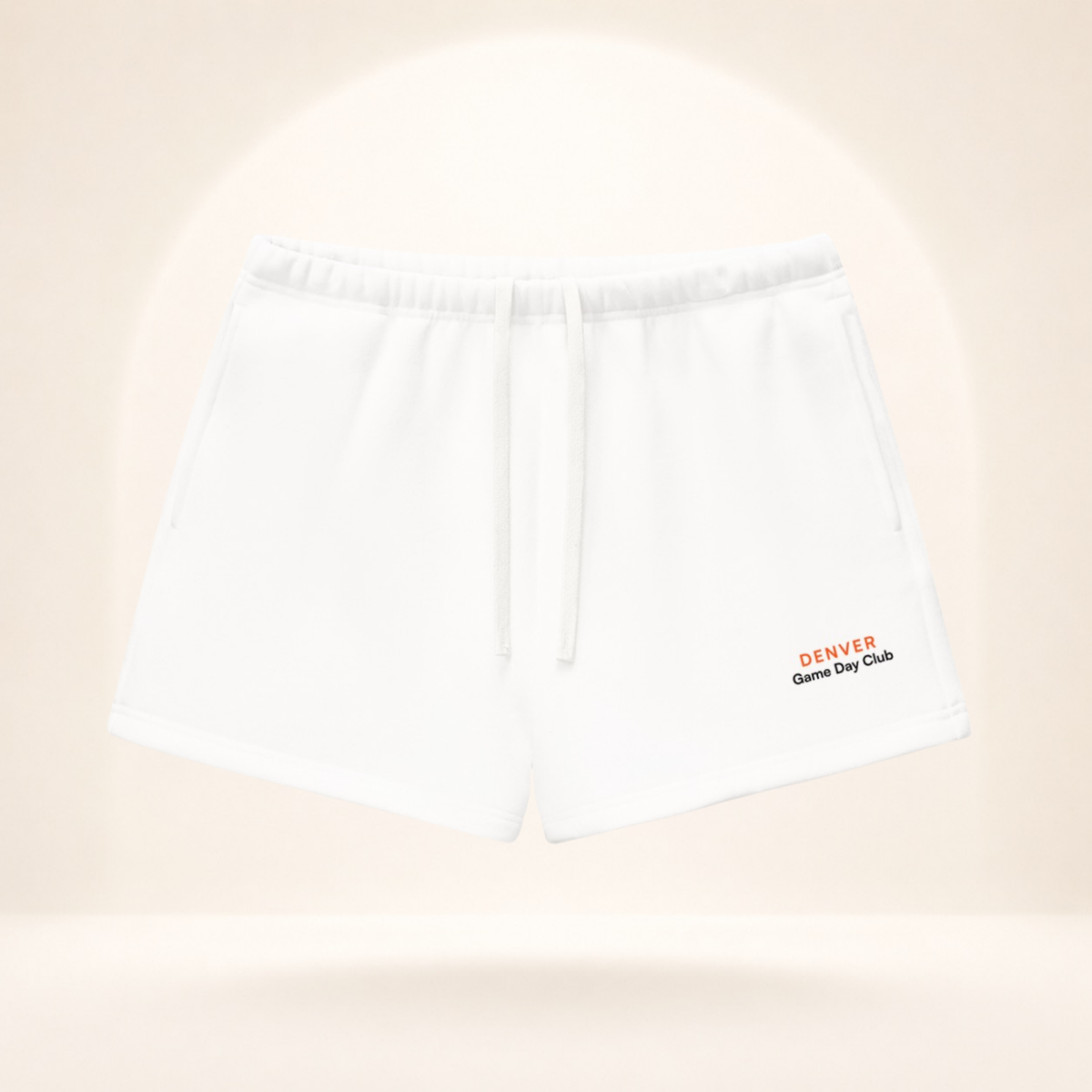 Denver Game Day Club Fleece Shorts white front mockup