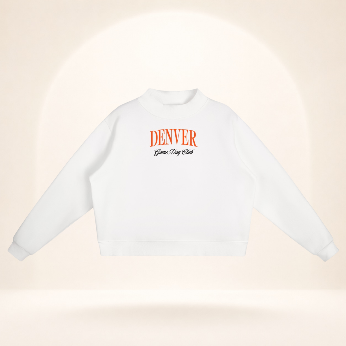 Denver Game Day Club Mock-Neck Sweatshirt white flat lay front view
